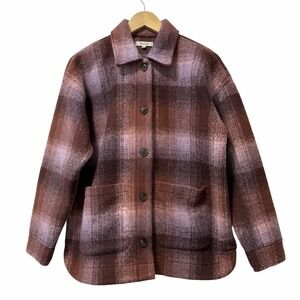 Madewell‎ Womens Brushed Plaid Knit Shirt Jacket Size S Country Western Shacket